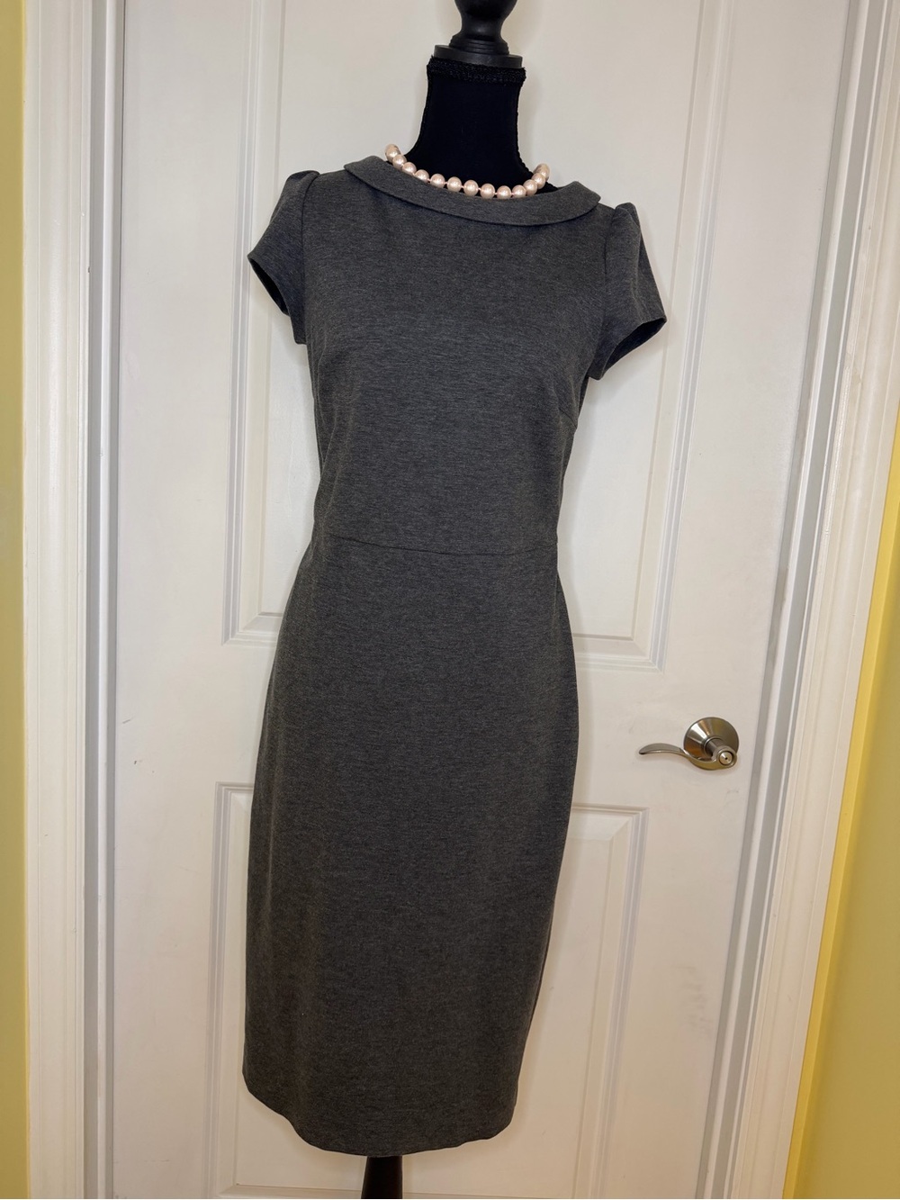 Vintage Boden Slate Grey Midi Sheath Dress, size 6L